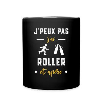 je peux pas j'ai roller apéro humour - Mug uni - noir - Devant