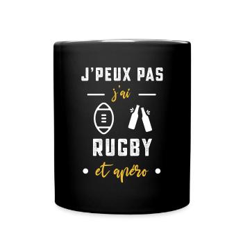 je peux pas j'ai rugby Ballon apéro humour - Mug uni - noir - Devant
