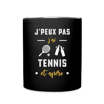 je peux pas j'ai tennis raquette apéro humour - Mug uni - noir - Devant