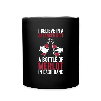 Balanced Diet Bottle Merlot Lover - Full Colour Mug - black - Front