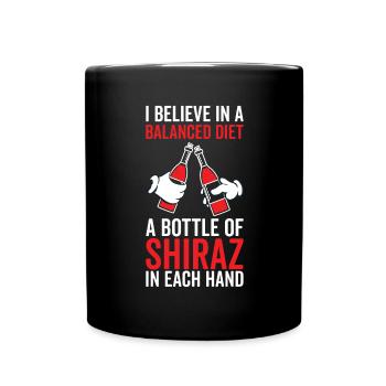 Balanced Diet Bottle Shiraz Lover - Full Colour Mug - black - Front