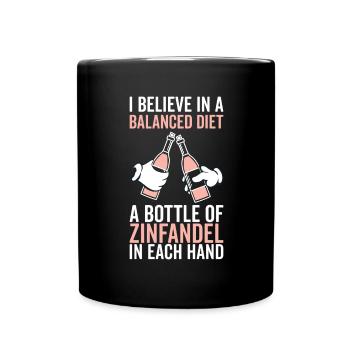 Balanced Diet Bottle Zinfandel Lover - Full Colour Mug - black - Front