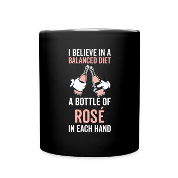 Balanced Diet Bottle Rosé Lover - Full Colour Mug - black - Front