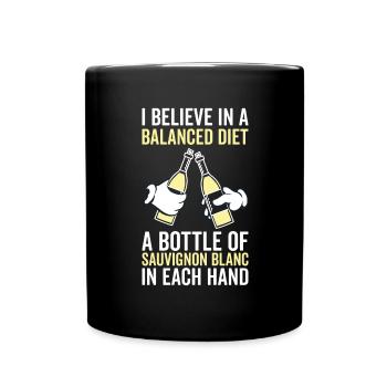 Balanced Diet Sauvignon Blanc Lovers - Full Colour Mug - black - Front