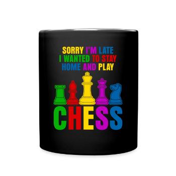 Funny Chess Pieces - Tasse einfarbig - Schwarz - Vorne