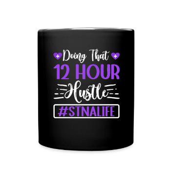 Damit 12 Stunden - Staatlich Getestete - Tasse einfarbig - Schwarz - Vorne