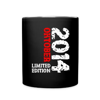 2014 Oktober Limited Edition 9. Geburtstag Deko - Tasse einfarbig - Schwarz - Vorne