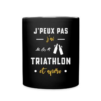 je peux pas j'ai triathlon apéro humour - Mug uni - noir - Devant