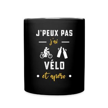 je peux pas j'ai vélo apéro humour - Mug uni - noir - Devant