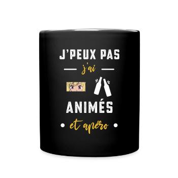 je peux pas j'ai animés apéro humour - Mug uni - noir - Devant