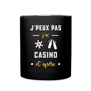 je peux pas j'ai casino apéro humour - Mug uni - noir - Devant