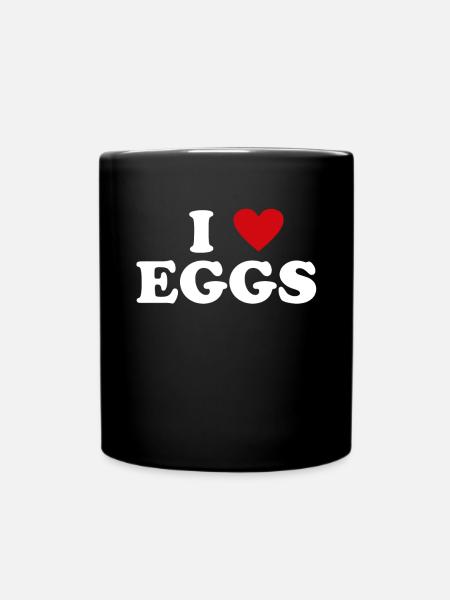 Herz Farmer - Ich Liebe Egg - Tasse einfarbig - Schwarz