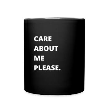 Care about me please - Tasse einfarbig - Schwarz - Vorne