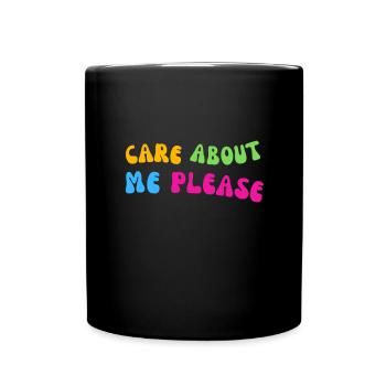 Care about me please - Tasse einfarbig - Schwarz - Vorne