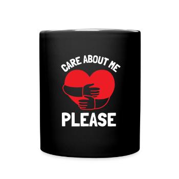 Care about me please - Tasse einfarbig - Schwarz - Vorne