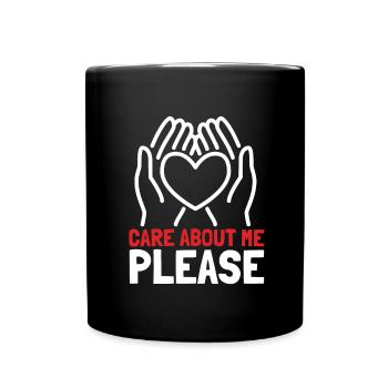 Care about me please - Tasse einfarbig - Schwarz - Vorne
