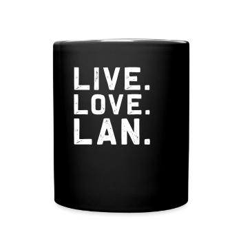 « Vivre. Amour. LAN. « Drôle d’ingénierie système - Mug uni - noir - Devant