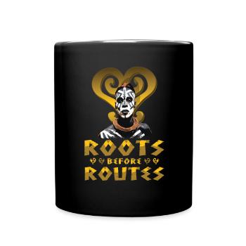 "Wurzeln Vor Routen" Sankofa Symbol Schwarze - Tasse einfarbig - Schwarz - Vorne