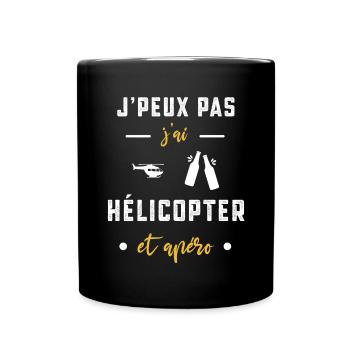 je peux pas j'ai hélicopter apéro humour - Mug uni - noir - Devant