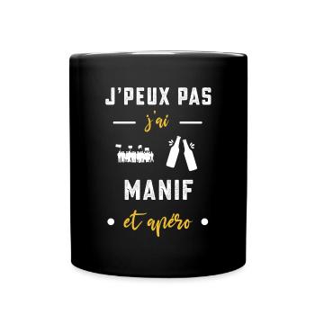je peux pas j'ai manif apéro humour - Mug uni - noir - Devant