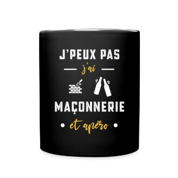 je peux pas j'ai maçonnerie apéro humour - Mug uni - noir - Devant