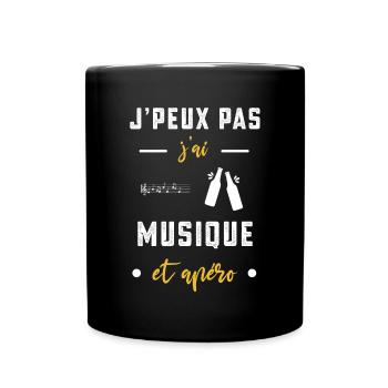 je peux pas j'ai musique apéro humour - Mug uni - noir - Devant