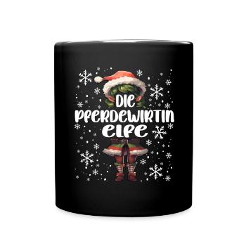 Weihnachtsoutfit Pferdewirtin Wichtel - Tasse einfarbig - Schwarz - Vorne