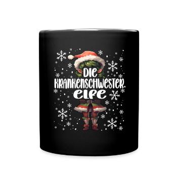 Weihnachtsoutfit Krankenschwester - Tasse einfarbig - Schwarz - Vorne