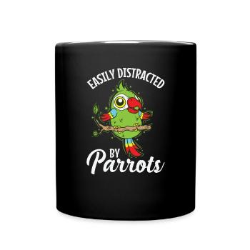 Facilement distrait par l’oiseau animal du perroquet - Mug uni - noir - Devant