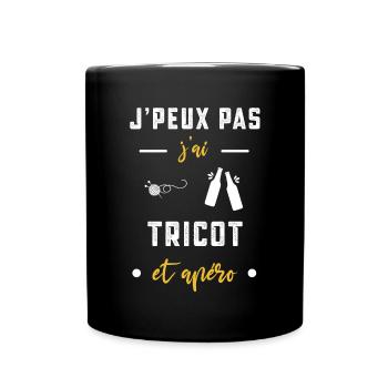 je peux pas j'ai tricot apéro humour - Mug uni - noir - Devant