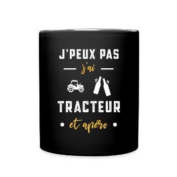je peux pas j'ai tracteur apéro humour - Mug uni - noir - Devant