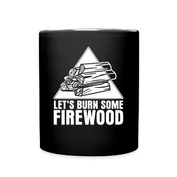 Bois de chauffage, Bois de chauffage, Poêle, Cheminée - Mug uni - noir - Devant