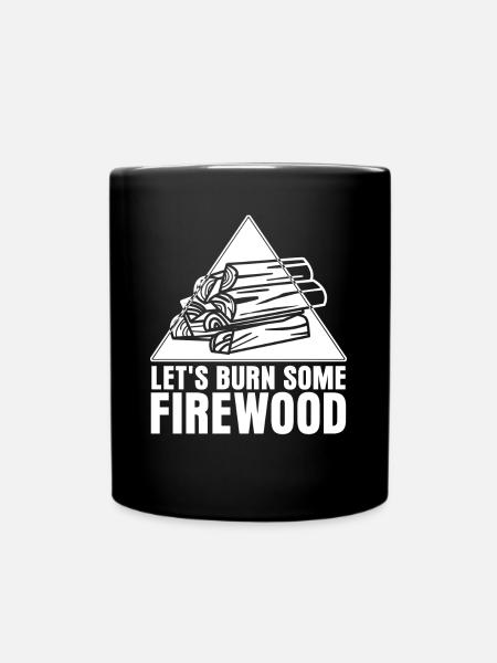 Bois de chauffage, Bois de chauffage, Poêle, Cheminée - Mug uni - noir