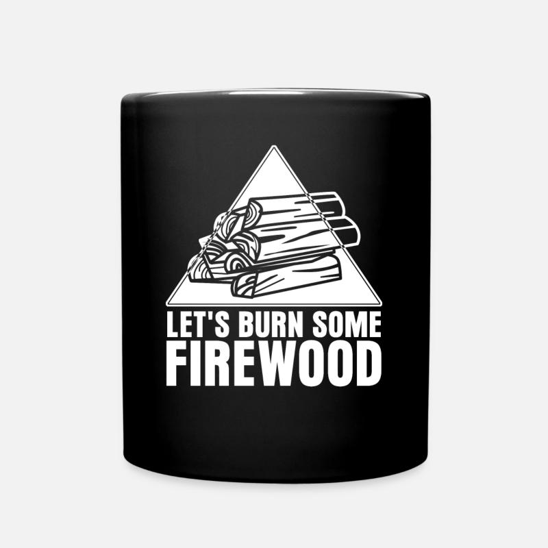 Bois de chauffage, Bois de chauffage, Poêle, Cheminée - Mug uni - noir