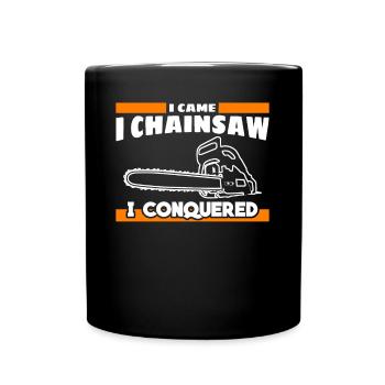 Tronçonneuse coupant le bois tronçonneuse - Mug uni - noir - Devant