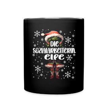 Weihnachtsoutfit Sozialarbeiterin - Tasse einfarbig - Schwarz - Vorne