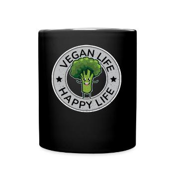 Vegan Life Happy Life Design für stolze Veganer - Tasse einfarbig - Schwarz - Vorne