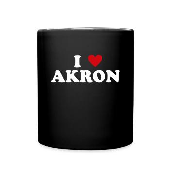 Herz USA Stadt - Ich Liebe Akron - Tasse einfarbig - Schwarz - Vorne