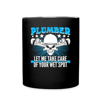 Plumbers Skull Plumber - Tasse einfarbig - Schwarz - Vorne