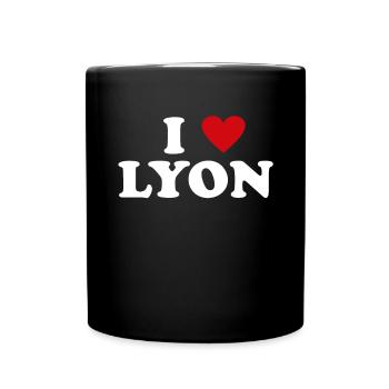 Herz France Stadt - Ich Liebe Lyon - Tasse einfarbig - Schwarz - Vorne
