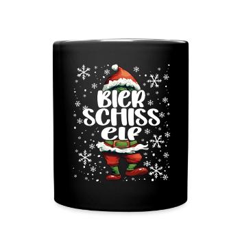 Weihnachtsoutfit Bierschiss Elf - Tasse einfarbig - Schwarz - Vorne