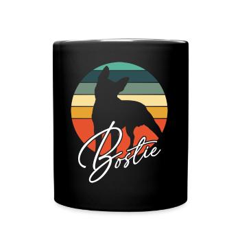 Bostie Boston Terrier Silhouette im Farbkreis - Tasse einfarbig - Schwarz - Vorne