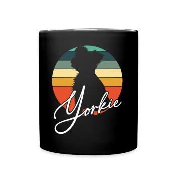 Yorkie Yorkshire Terrier im Farbkreis - Tasse einfarbig - Schwarz - Vorne