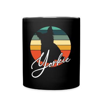 Yorkie Yorkshire Terrier in Vintage Circle - Full Colour Mug - black - Front