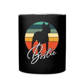 Bostie Boston Terrier Silhouette im Farbkreis - Tasse einfarbig - Schwarz - Vorne