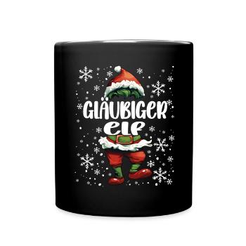 Weihnachtsoutfit Gläubiger Elf - Tasse einfarbig - Schwarz - Vorne
