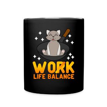 Cuisine de chat au wok - Mug uni - noir - Devant