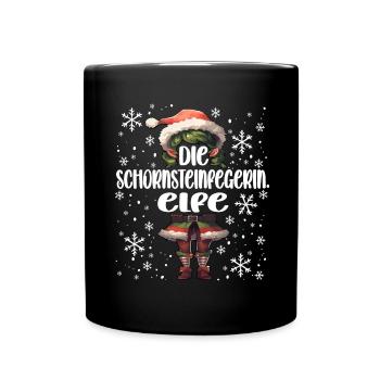 Weihnachtsoutfit Schornsteinfegerin - Tasse einfarbig - Schwarz - Vorne