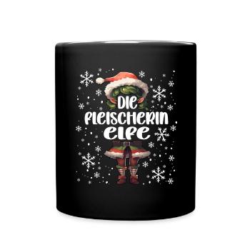 Weihnachtsoutfit Fleischerin Wichtel - Tasse einfarbig - Schwarz - Vorne