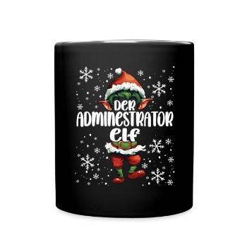 Weihnachtsoutfit Administrator Wichtel - Tasse einfarbig - Schwarz - Vorne